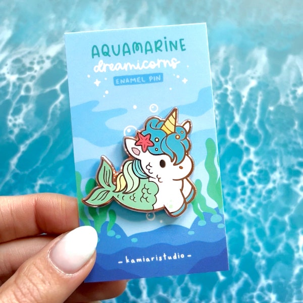 Aquamarine Mermaid Dreamicorn | Hard Enamel Pin | Kawaii | Unicorn