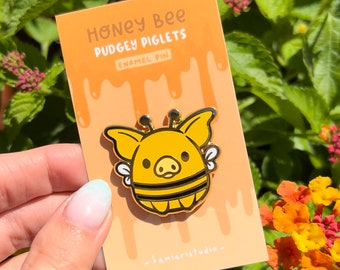 Honey Bee Pudgey Piglet | Hard Enamel Pin | Kawaii