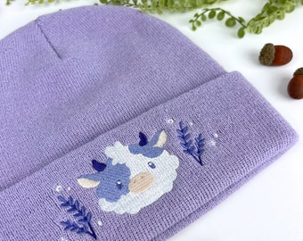 Lavender Cow Beanie