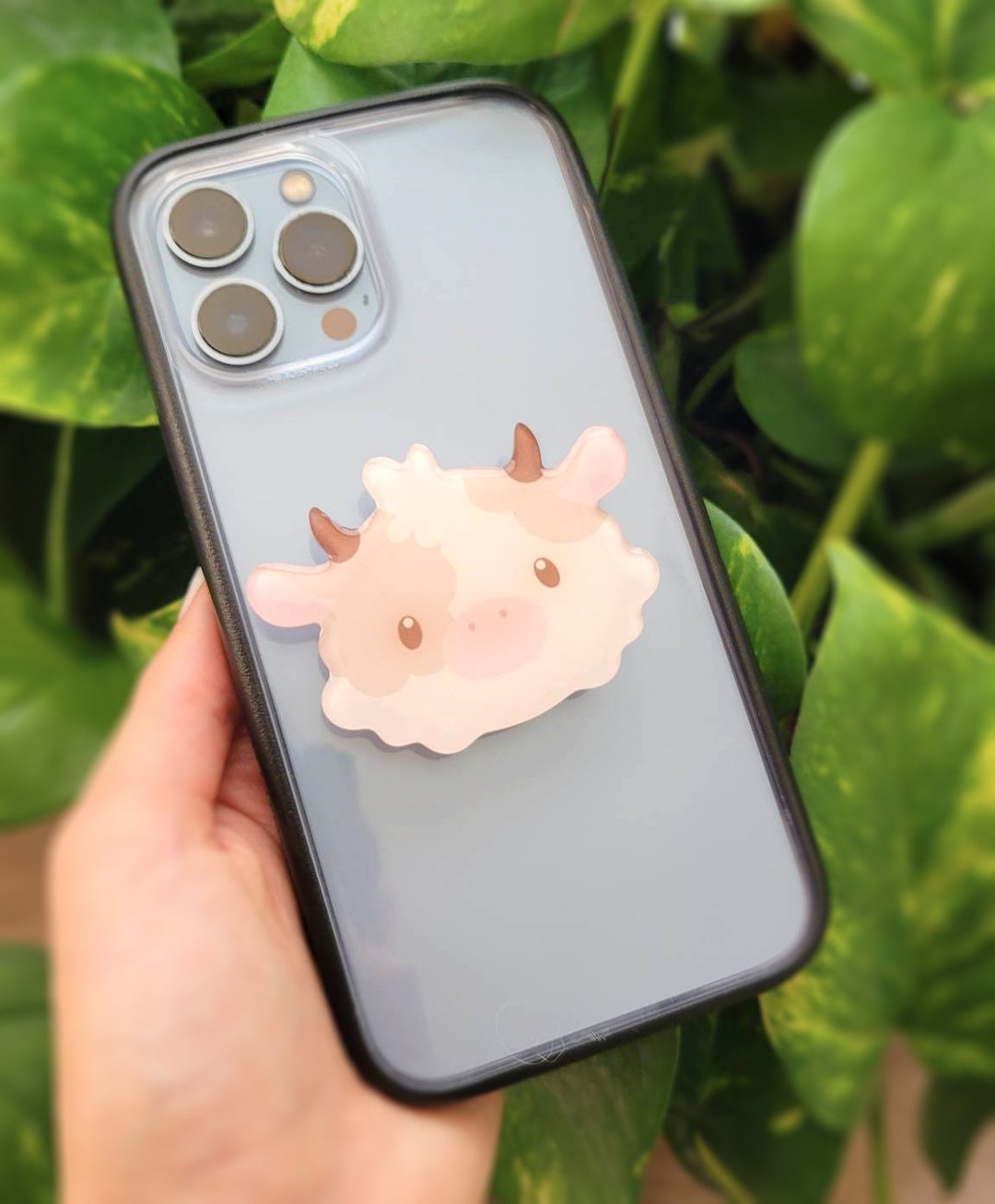 Oatmilk Fluffy Cow Phone Grip Etsy
