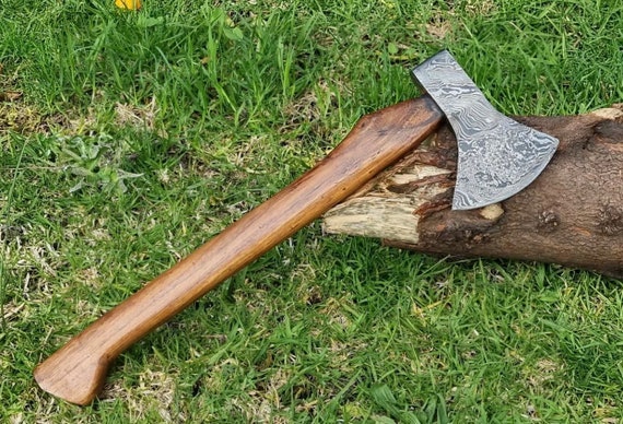 Details about   Custom Handmade Damascus Steel Throwing Axe Rosewood Handle with Leather sheath. 