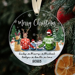 Customized Family With Pets Ornament, Family Christmas Ornament 2023, Personalized Pet Ornament, Family And Pet Ornament, Christmas Decor