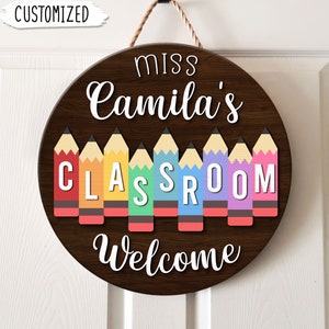 Custom Teacher 3D Door Sign, Back To School Gifts For Teacher, Classroom Pencils Door Hanger, Pencils Teacher Sign, Classroom Welcome Sign