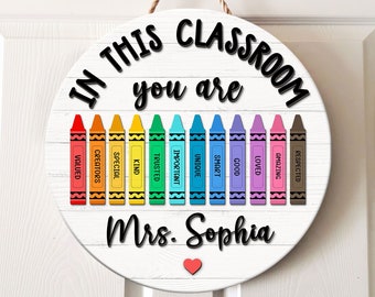 Personalized Teacher Door Sign, Teacher Gifts, Special Education Sign, Classroom Door Hanger, Teacher Crayons Sign, Classroom Welcome Sign