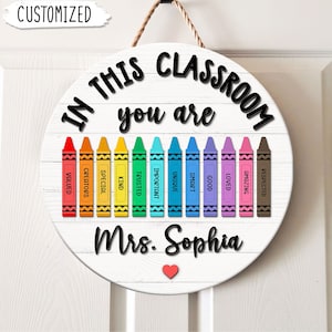 Personalized Teacher Door Sign, Teacher Gifts, Special Education Sign, Classroom Door Hanger, Teacher Crayons Sign, Classroom Welcome Sign