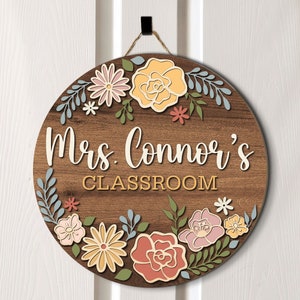 Personalized Teacher Door Sign, Teacher Appreciation Gifts, Floral Classroom Decor, Classroom Welcome Sign, Teacher Name Sign, Teacher Gift