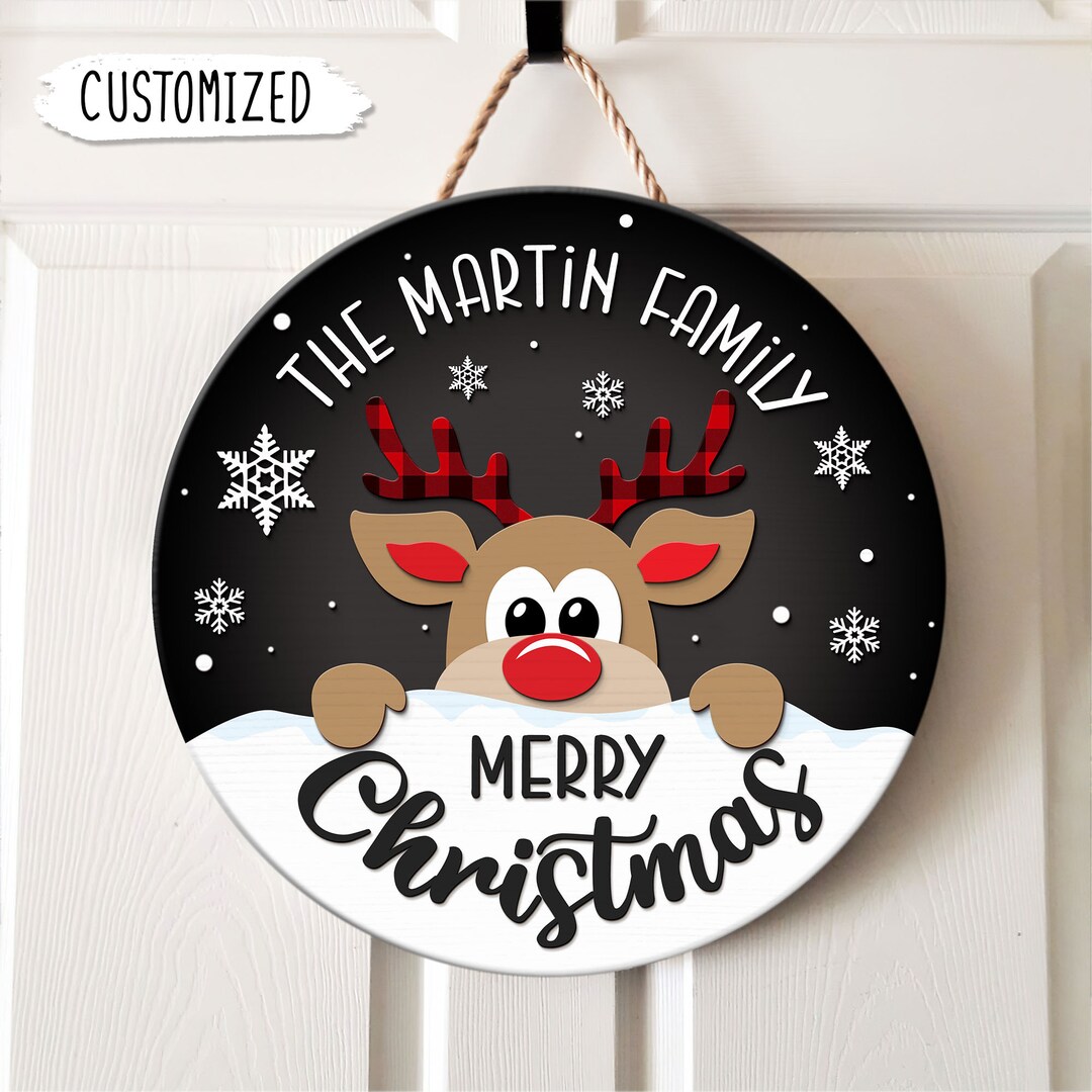 Personalized Christmas Door Hanger Christmas Decorations Etsy