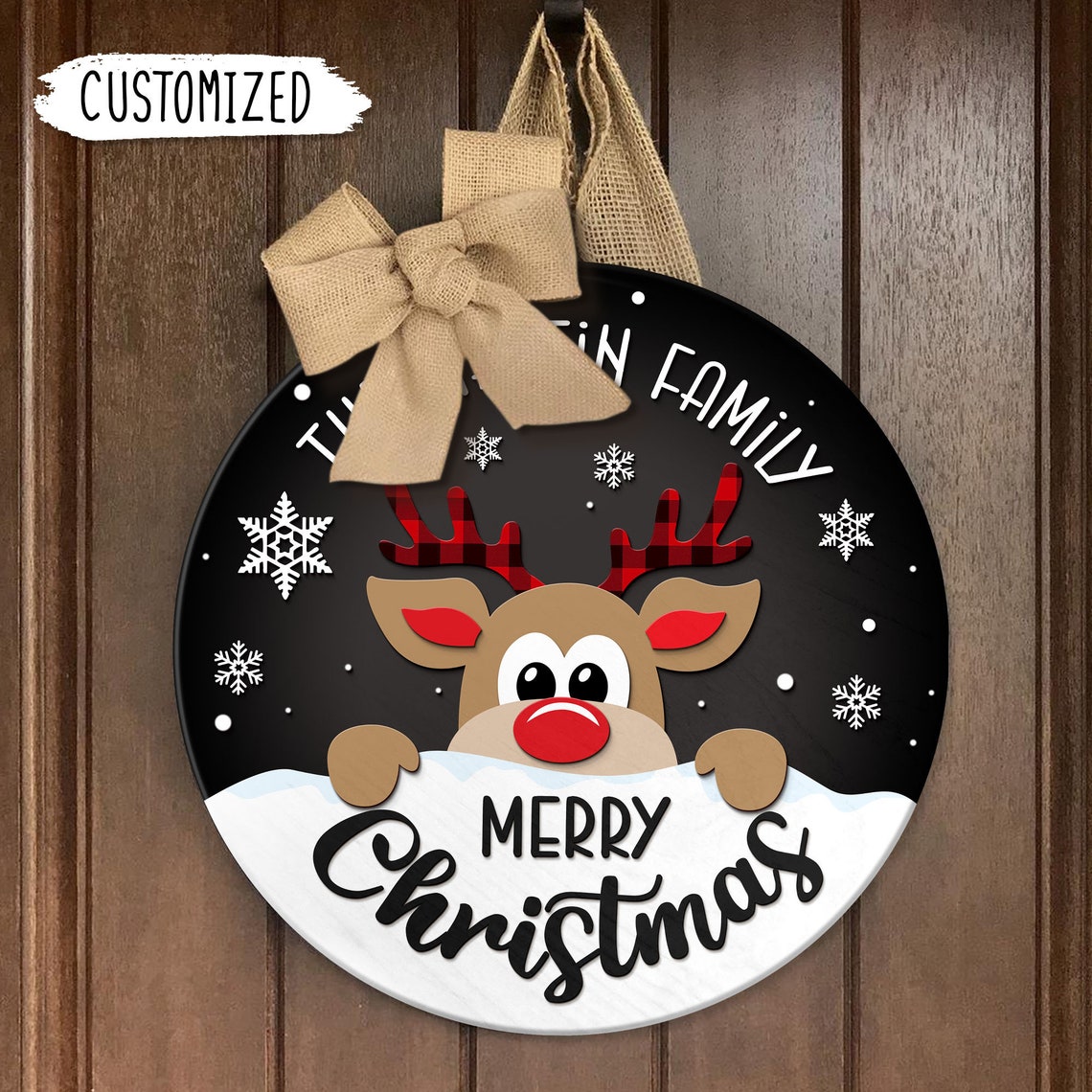 Personalized Christmas Door Hanger Christmas Decorations Etsy