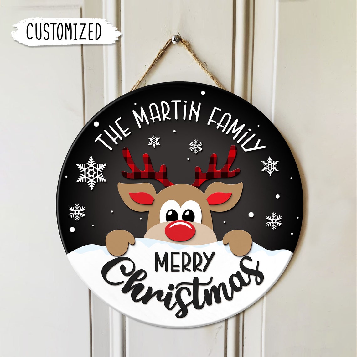 Personalized Christmas Door Hanger Christmas Decorations Etsy