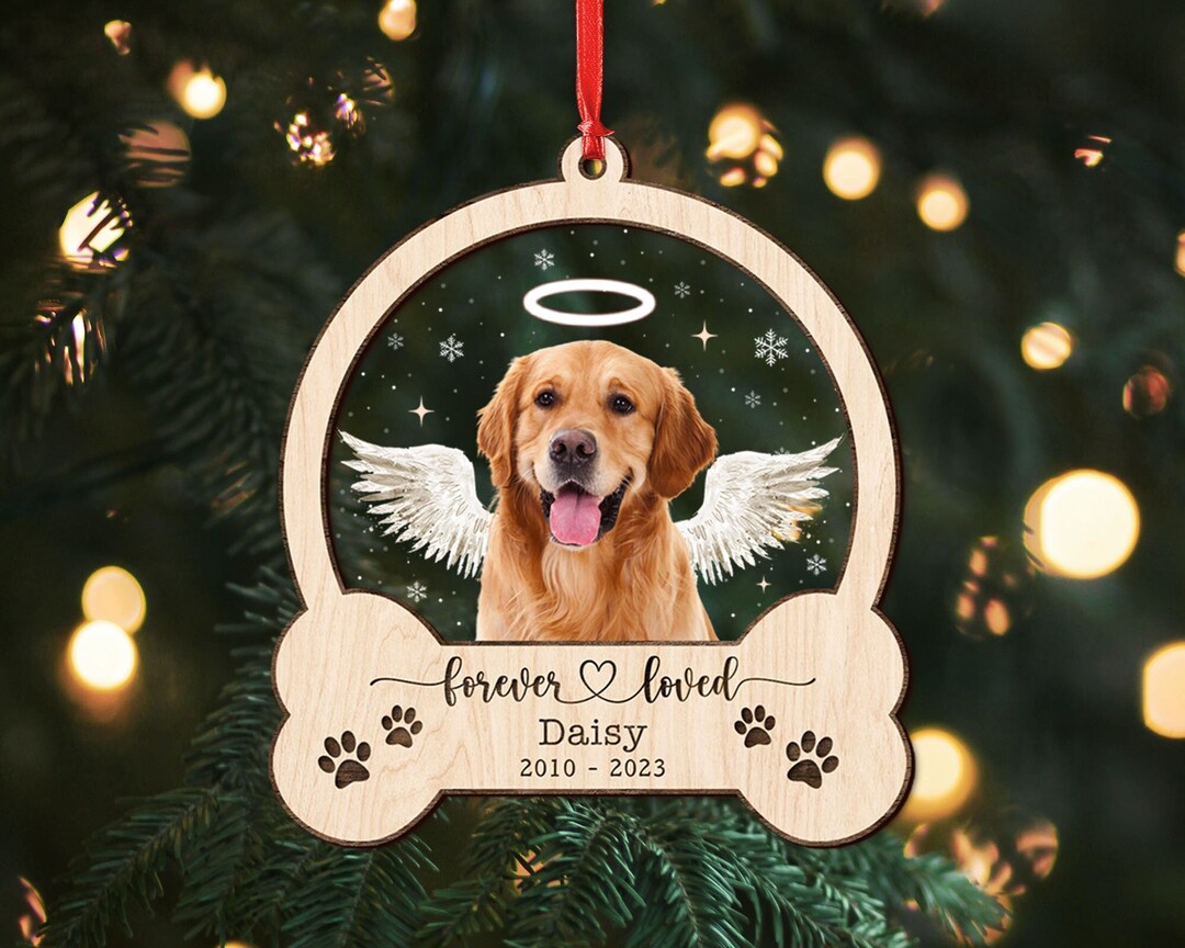 Dog Memorial Ornament, Custom Dog Photo Ornament, Pet Memorial Gifts