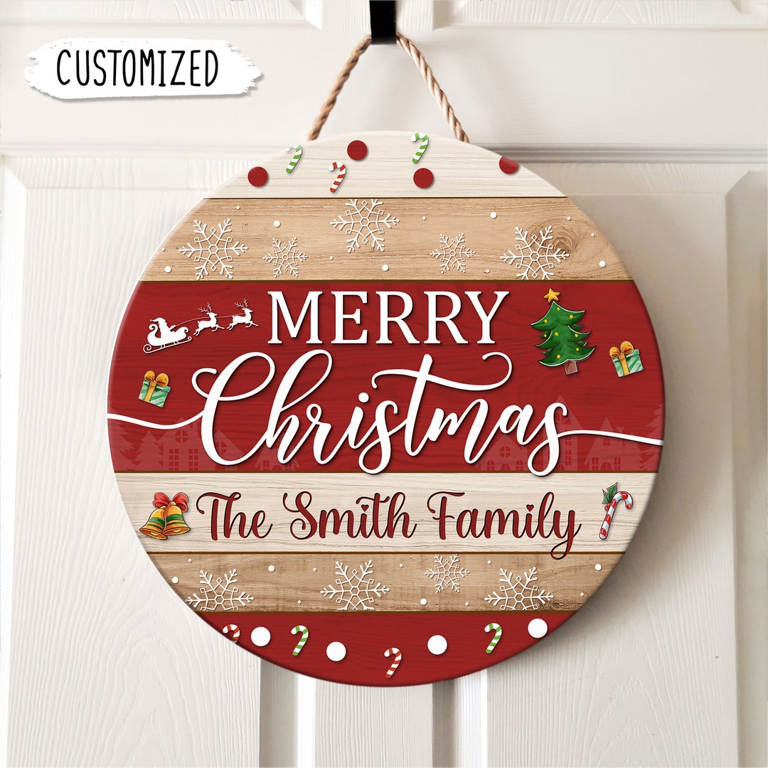 Personalized Christmas Door Hanger, Christmas Decorations, Christmas