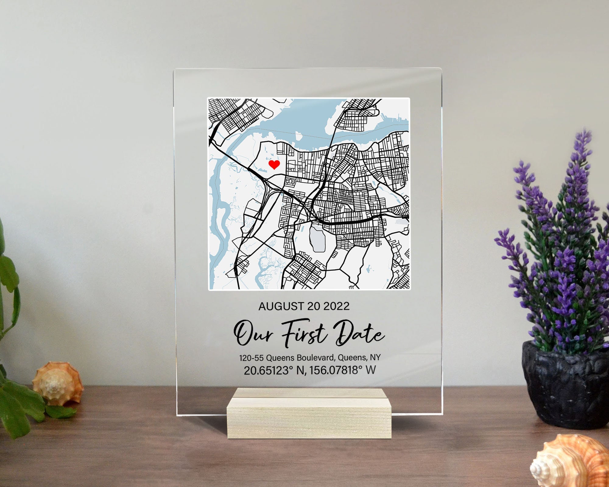 Personalised First Date Map, Our First Date Plaque, First Date Plaque,  First Date Map, Wife Anniversary, Girlfriend Gift,where We Met Map 