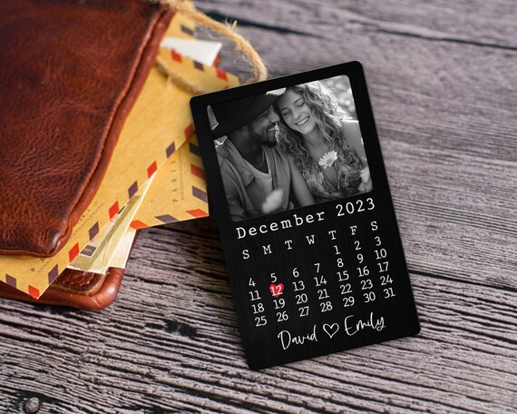 Personalized Photo Wallet Card, Wedding Gift for Him,birthday for  Boyfriend, Custom Calendar Wallet Insert Card, Metal Keepsake Gift for Men  - Etsy