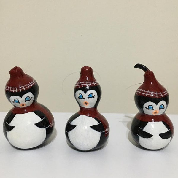 Christmas Ornaments Set Cute , Miniature Christmas tree decorations , Penguin Gift İdea , Little Tree Penguin