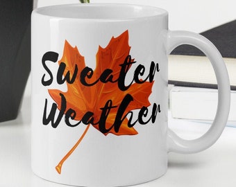 Sweater Weather Mug, Let's Cuddle, Campfire Coffee Mug, Fall Coffee Mug, Coffee Lover Gifts, Winter Coffee Cup, Sweater Weather, Fall Mug