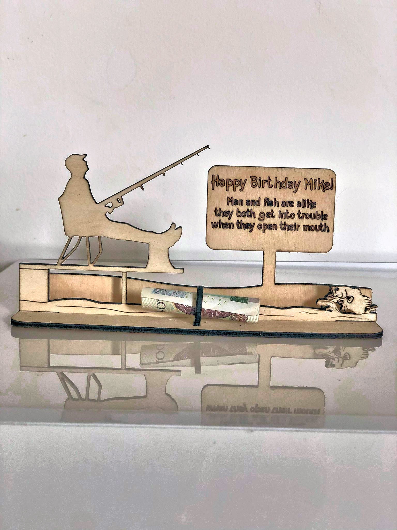 Personalised Gift for Fishing Lovers, Money Holder Gift, Birthday