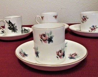 Vintage Royal Grafton Demitasse Collectible Teacups Set of Four Pattern Variety