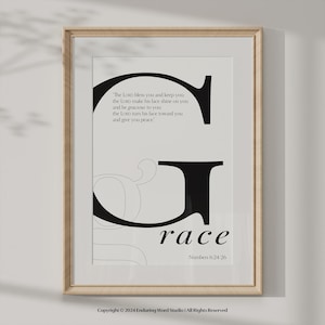 Bible Verse Prints - GRACE Numbers 6:24-26, Bible Verse Wall Art, Christian Wall Art, Christian Art, Scripture Wall Art, Scripture Prints
