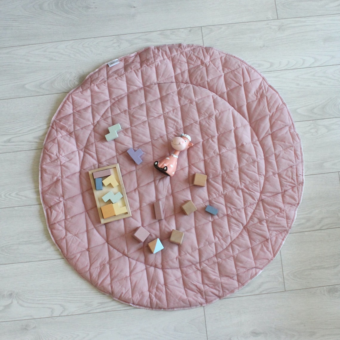 Pink Baby Play Mat Tummy Time Mat Round Padded Mat Etsy