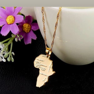 Stainless Steel African Map Pendant Necklace - africa necklace men women - africa continent necklace - africa shaped necklace