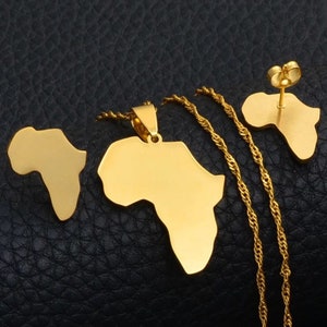 Stainless Steel  Smooth Africa Map Plain Africa Necklace Continent | Gift for Her | Gift for Him