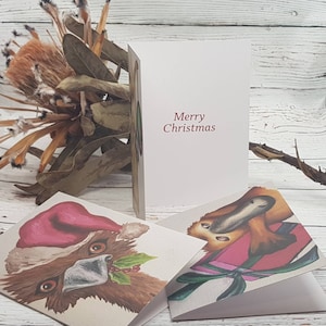 Christmas cards - Australian animal - art - emu - cockatoo - platypus - pack of 3 - card pack - seasons greetings - envelopes included