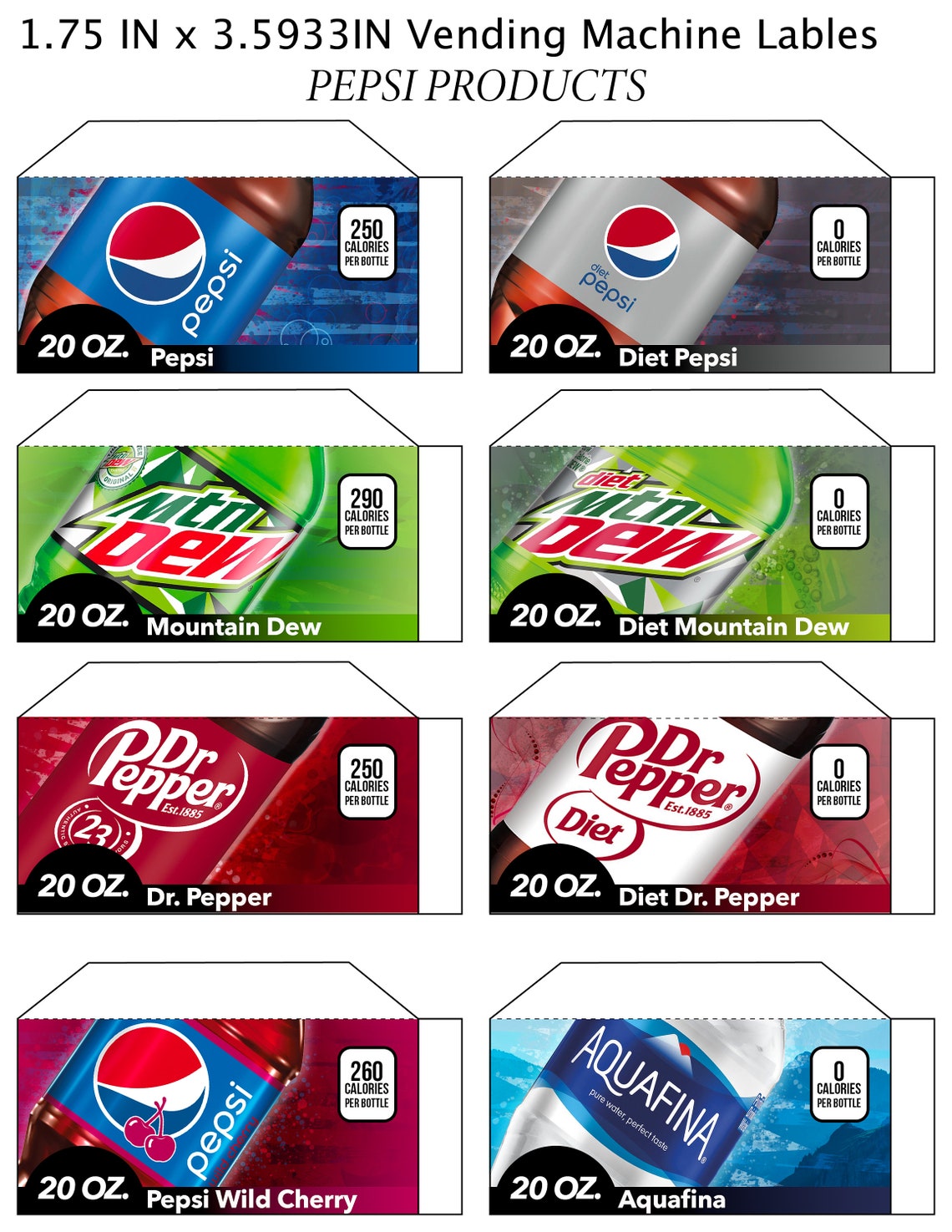 16!! SODA VENDING MACHINE 12 Oz Can Label (flavor Strip), Vending ...