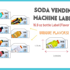 13!!!! SODA VENDING MACHINE 420g Flaschenetikett (Flavor Strip), Automaten Getränke-Tabs, Soda, Etiketten für Automaten, 1,5x3,5 Tabs
