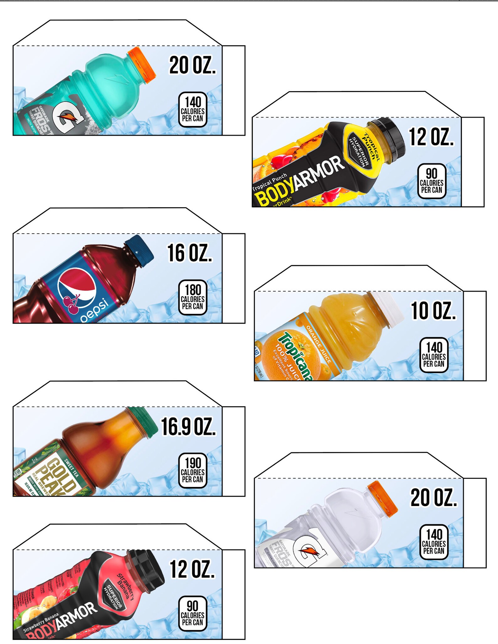 12 SODA VENDING MACHINE 16.9 Oz Bottle Label flavor Strip, Vending