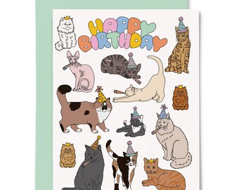 Happy Birthday Cats Greeting Card