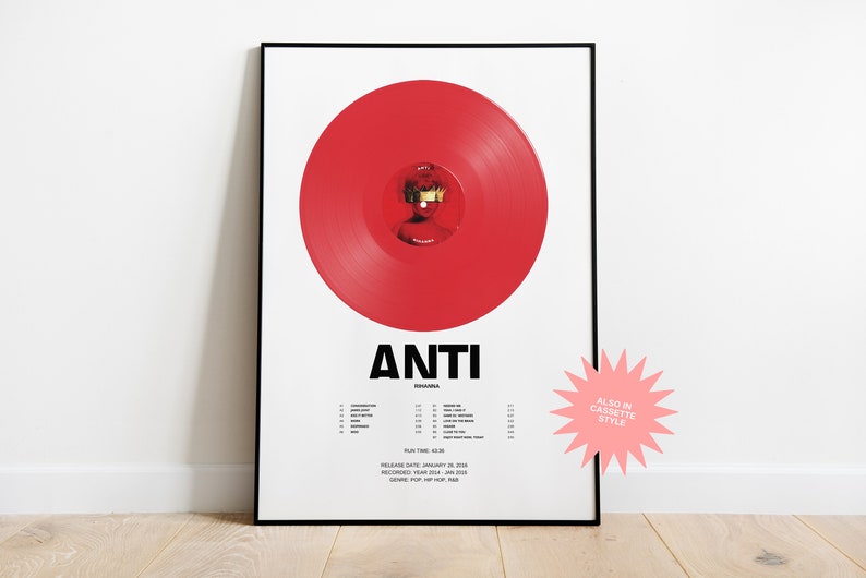 ANTI / Rihanna / Digital Print / Vinyl Style Poster / Digital Download ...