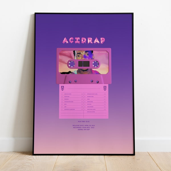 Acid Rap / Chance The Rapper / Digital Print / Retro Cassette Style Poster / Digital Download Wall Art