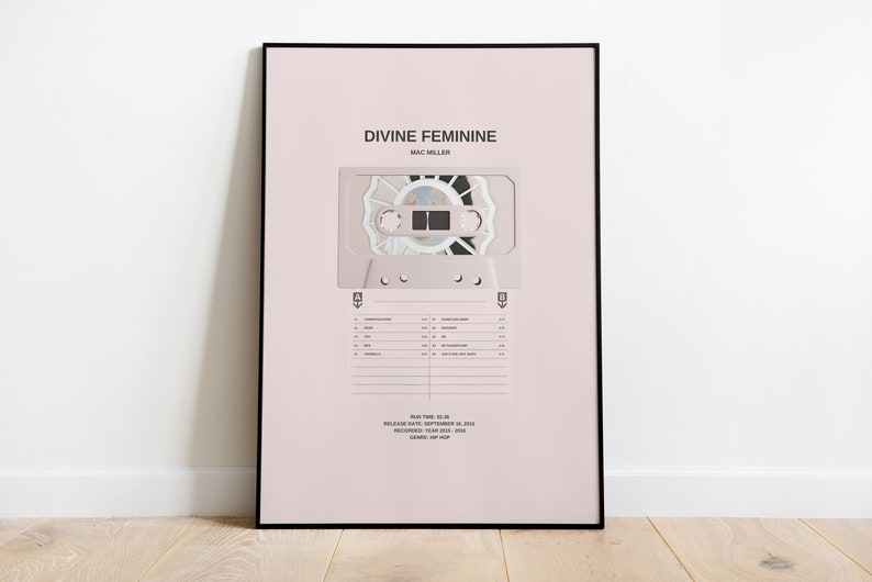 Divine Feminine / Mac Miller / Digital Print / Retro Cassette Style Poster / Digital Download Wall Art 