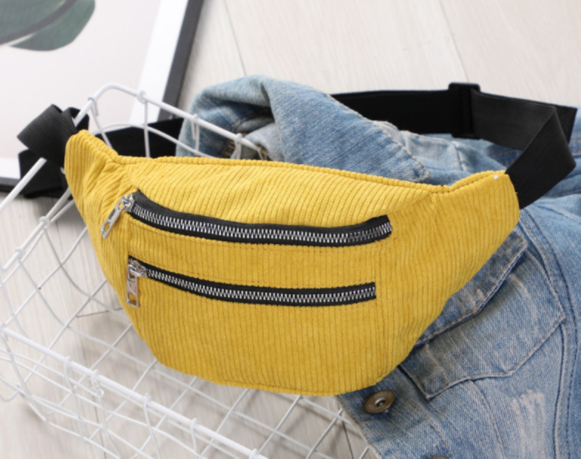 Bright Yellow Corduroy Fanny Pack Waist Bag Etsy