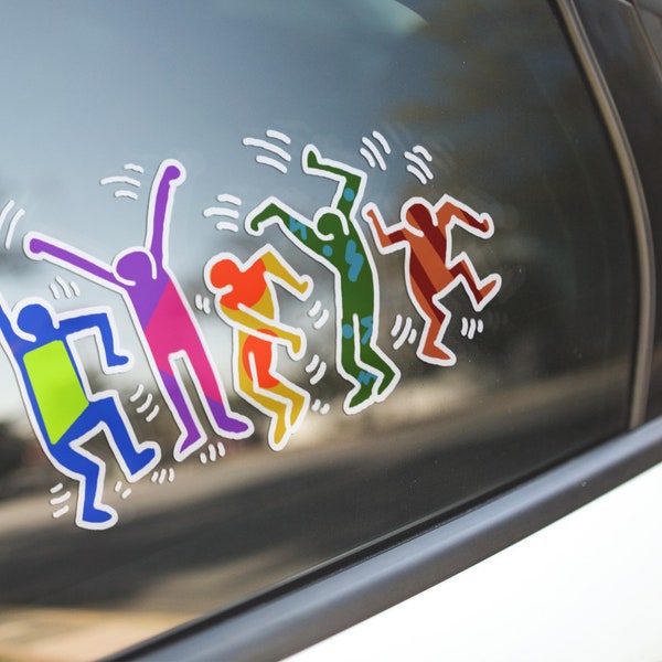 Vintage Style Art Dancing People Weatherproof Window Decal/Bumper Sticker