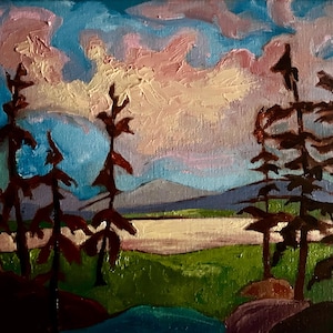 8 x 10 Original Painting of Landscape for Home Decor. Canadian made. Archival Art. Original Handmade Art from Canadian Artist Pamela Dey