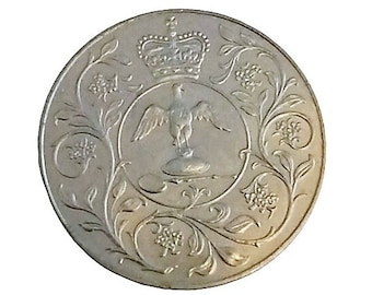 Vintage 1977 Queen Elizabeth II Silver Jubilee Commemorative Crown Coin