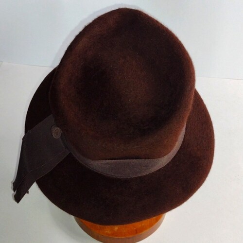 50s Vintage Morreton Made in France Brown outlet Satin Bow Felt Lampshade Ladies Hat