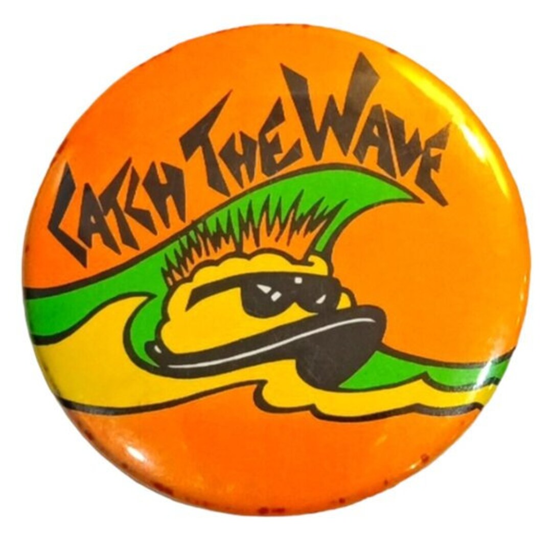 Vintage New Wave Neon Pin Catch the Wave Surf Surfer Surfing Pinback ...