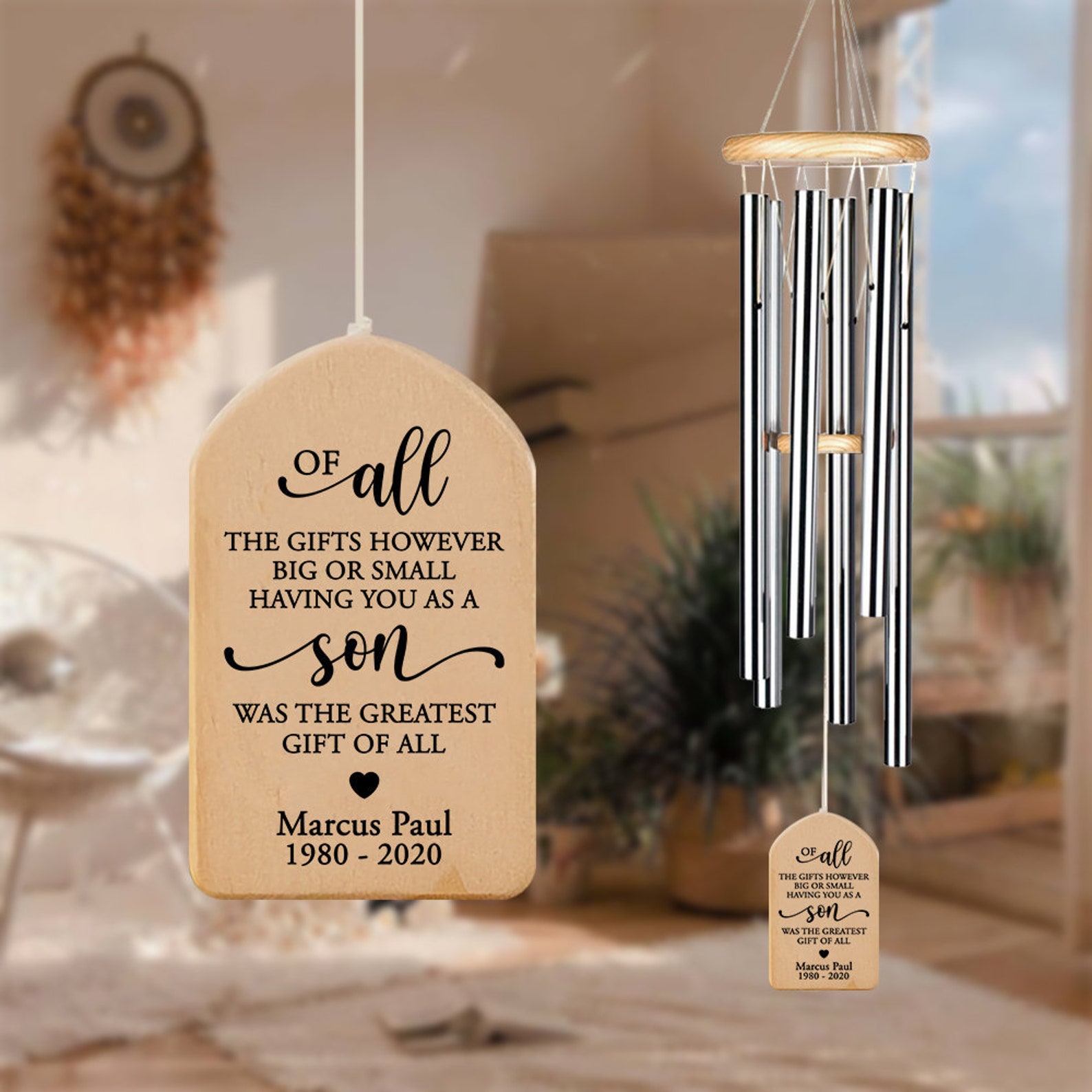 Custom Loss Of Son Wind Chime Sympathy gift Memory Etsy
