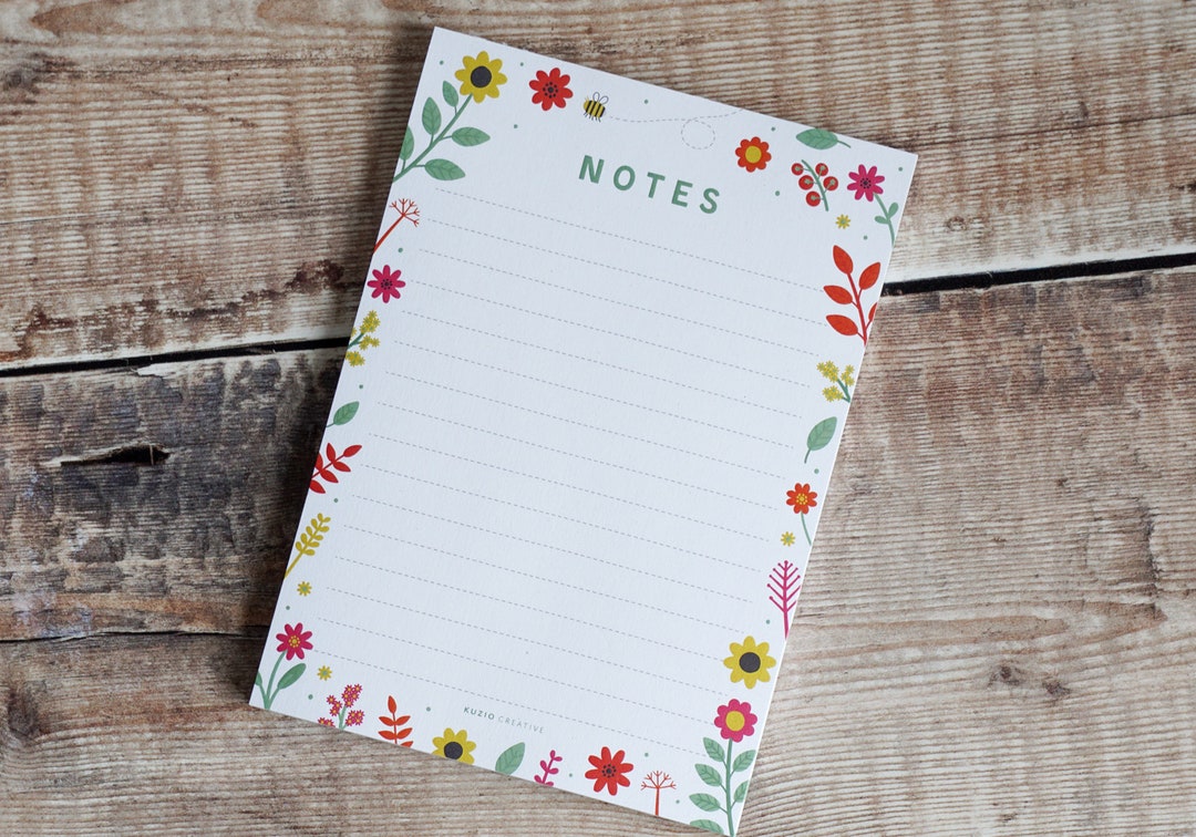 A6 Notepad | Lined | Floral | to Do List Pad | Recycled | Eco Friendly ...