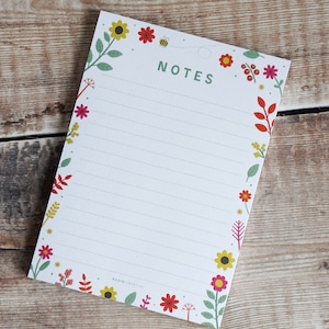A6 Notepad | Lined | Floral | To Do List Pad | Recycled | Eco Friendly