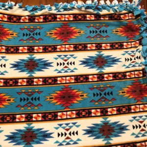 Azteken-Druck überwurf: Blaue Rückseite, 1,5 Yard Decke
