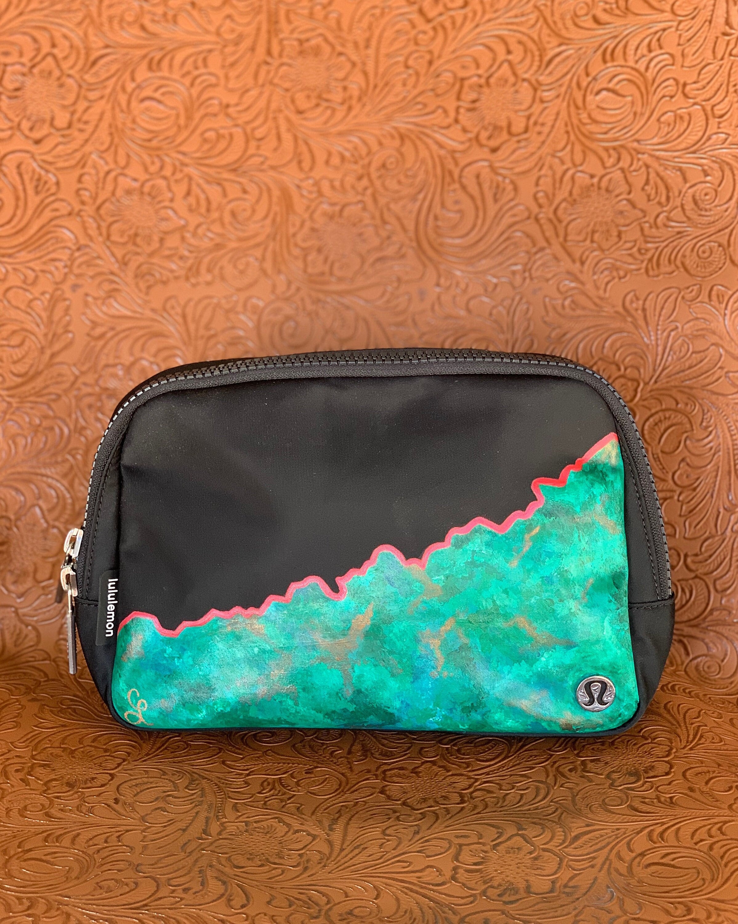 Hand Painted Lululemon Belt Bag/ Fanny Pack/ Weatherproof/ Turquoise/  Copper/ Southwest/ Arizona/ Farm/ Ranch/ Mountains/ Desert/ Western 