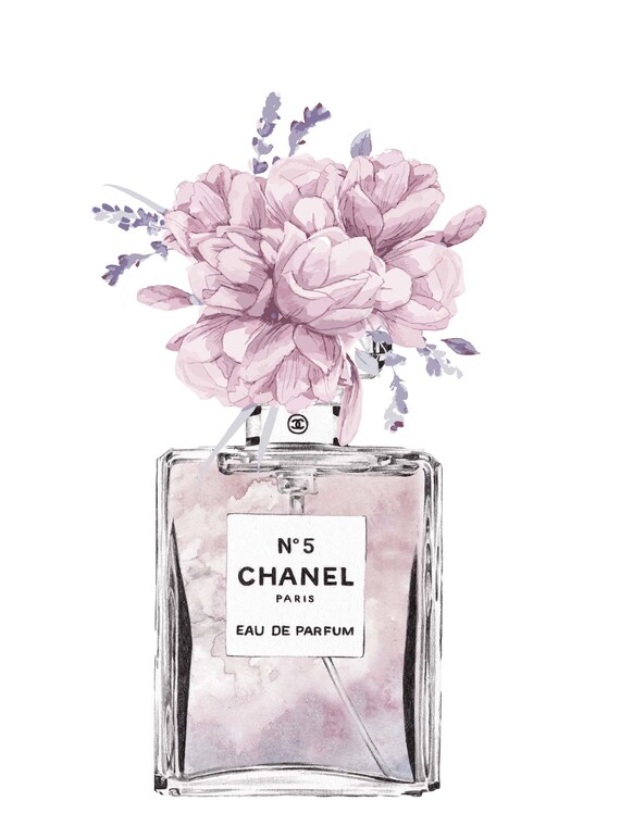 Fashion Perfume bottle Fashion Art Coco Chanel Flowers Floral | Etsy
