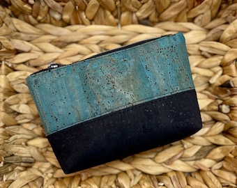 Petite pochette en liège à fermeture éclair - Mini sac de voyage pour produits de beauté, articles de toilette, articles de bricolage et cordons électroniques, cadeau pour voyageur ou étudiant