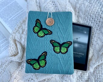 Housse pour Kindle - Pochette rembourrée pour liseuse avec écussons brodés papillon, cadeau pour les amoureux des livres