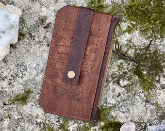 Cork Leather Women's Minimalist Wallet - Slim Card Holder for Everyday or Travel, Gift for Her, Gift for Teen