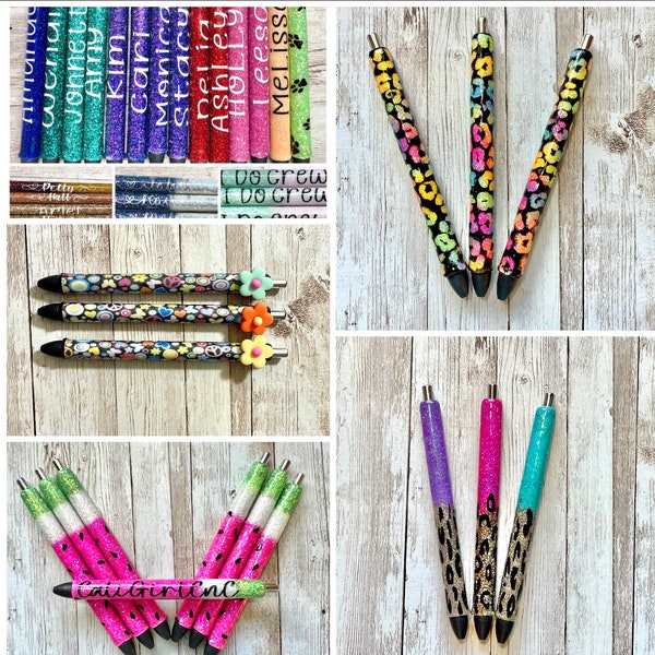 Pluma de brillo personalizadaPluma de brillo, pluma epoxi, pluma personalizada, plumas de brillo, pluma recargable, pluma de gel de brillo, regalo para ella Pluma brillante Regreso a la escuela