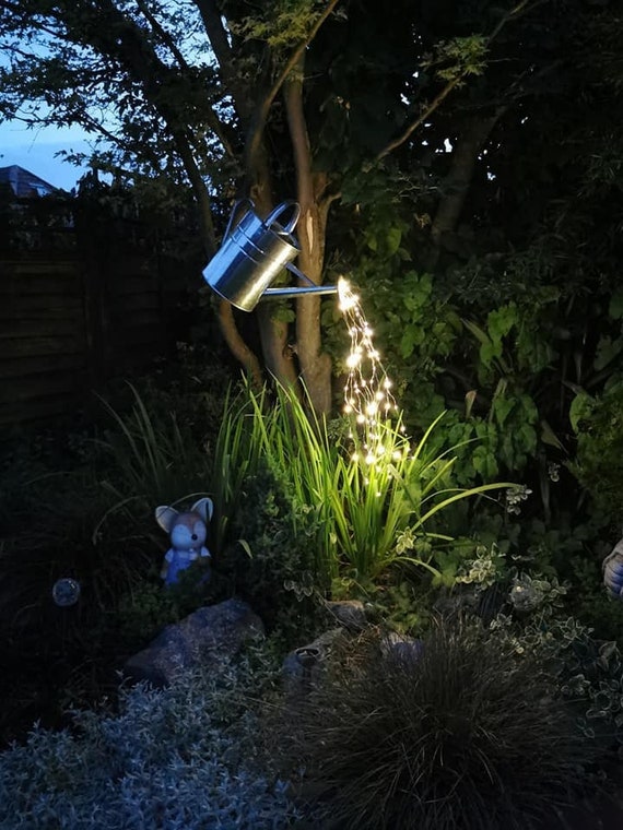 Watering Can Fairy Lights Garden Feature Etsy
